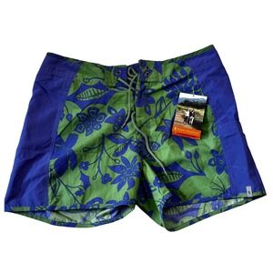 Royal Robbins Green and Blue Floral Athletic Shorts